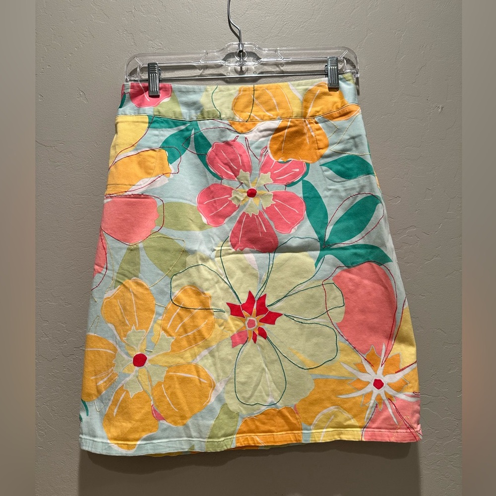 Talbots‎ Vintage Floral Tropical Mini Pencil Skirt Size 6 Cotton Beach Colorful